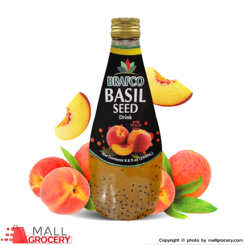 Brafco-Peach Juice Basil Seed Drink 290 ml (9.8 Oz)