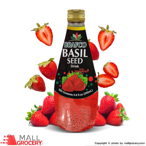 Brafco-Strawberry Juice Basil Seed Drink 290 ml (9.8 Oz)