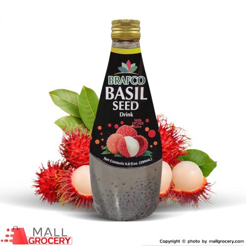 Brafco-Lychees Juice Basil Seed Drink 290 ml (9.8 Oz)