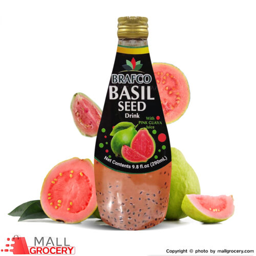 Brafco-Pink Guava Juice Basil Seed Drink 290 ml (9.8 Oz)